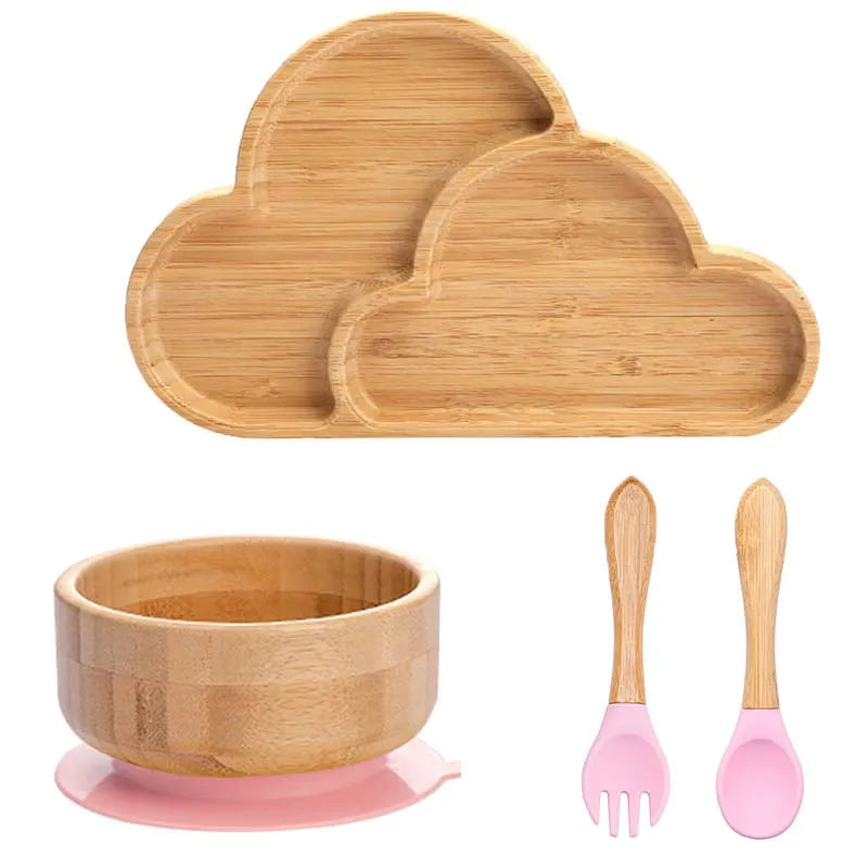 4-Piece Baby Bamboo Suction Plate Set