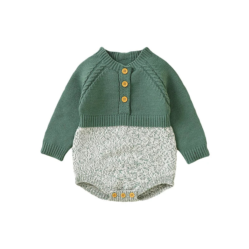 Newborn & Infant Jumpsuit – Knitted Long Sleeve Onesie