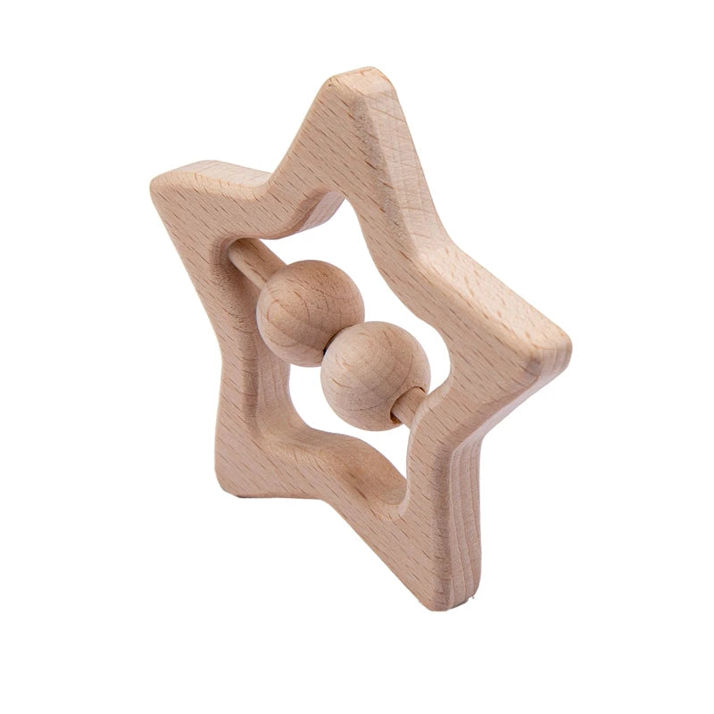Baby Wooden Rattle Set – Musical Animal Teething Toys, Montessori Gift
