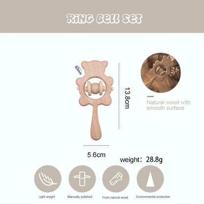 Baby Wooden Rattle Set – Musical Animal Teething Toys, Montessori Gift