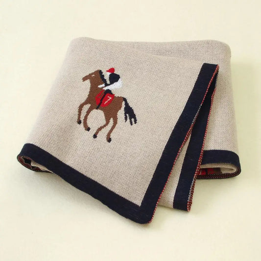 Soft Knitted Baby Blanket 100x80cm – Cute Cartoon Newborn Swaddle, Toddler Bedding & Stroller Wrap