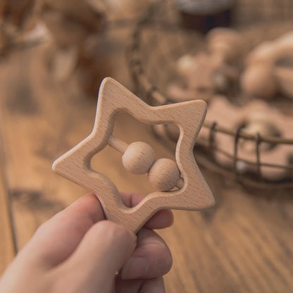 Baby Wooden Rattle Set – Musical Animal Teething Toys, Montessori Gift