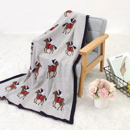 Soft Knitted Baby Blanket 100x80cm – Cute Cartoon Newborn Swaddle, Toddler Bedding & Stroller Wrap