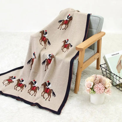 Soft Knitted Baby Blanket 100x80cm – Cute Cartoon Newborn Swaddle, Toddler Bedding & Stroller Wrap