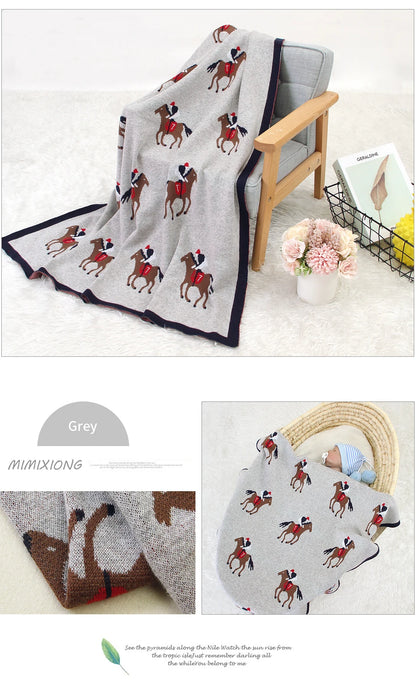Soft Knitted Baby Blanket 100x80cm – Cute Cartoon Newborn Swaddle, Toddler Bedding & Stroller Wrap