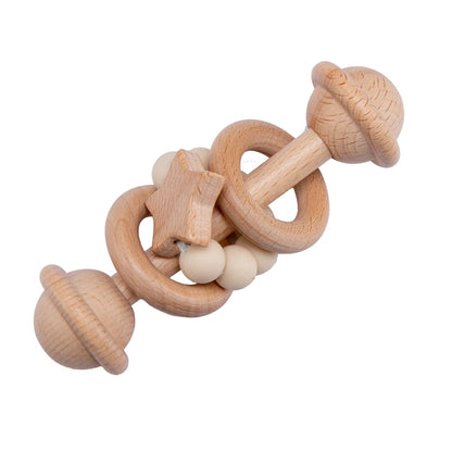Baby Wooden Rattle Set – Musical Animal Teething Toys, Montessori Gift