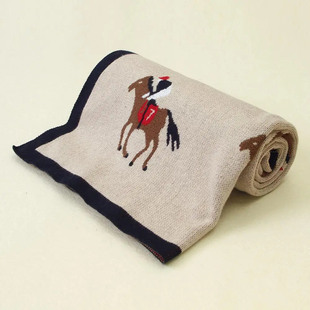 Soft Knitted Baby Blanket 100x80cm – Cute Cartoon Newborn Swaddle, Toddler Bedding & Stroller Wrap