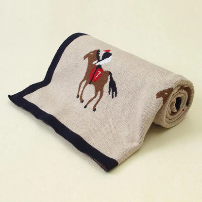 Soft Knitted Baby Blanket 100x80cm – Cute Cartoon Newborn Swaddle, Toddler Bedding & Stroller Wrap