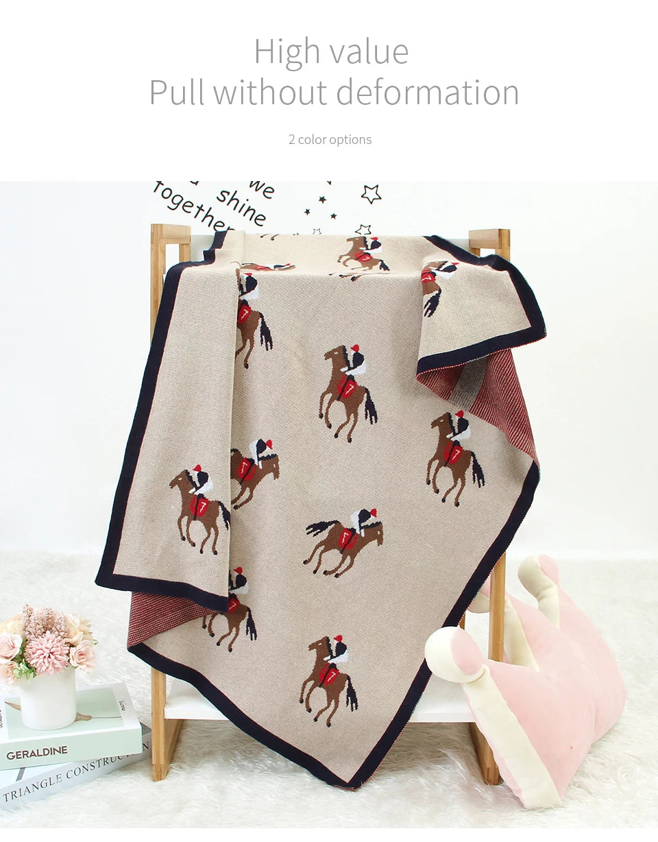 Soft Knitted Baby Blanket 100x80cm – Cute Cartoon Newborn Swaddle, Toddler Bedding & Stroller Wrap