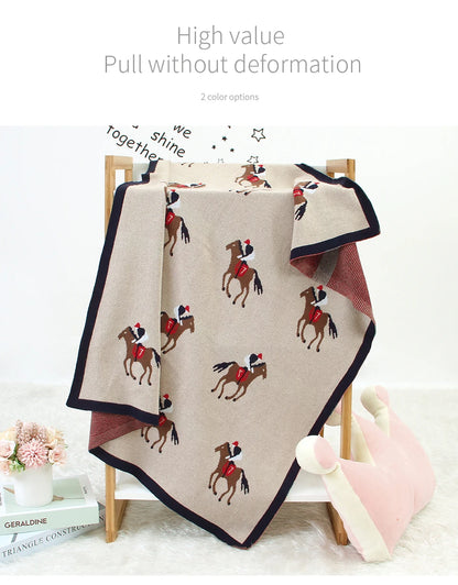 Soft Knitted Baby Blanket 100x80cm – Cute Cartoon Newborn Swaddle, Toddler Bedding & Stroller Wrap