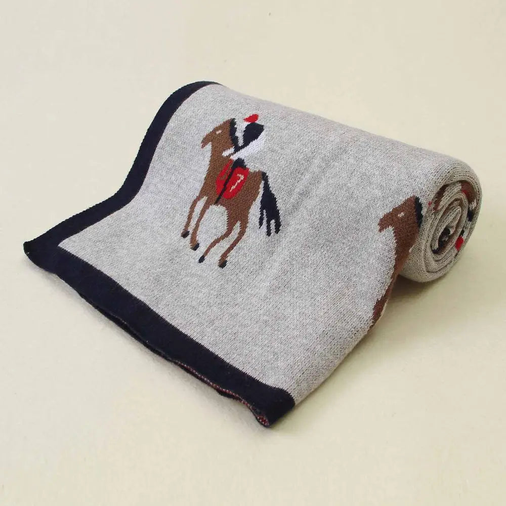 Soft Knitted Baby Blanket 100x80cm – Cute Cartoon Newborn Swaddle, Toddler Bedding & Stroller Wrap