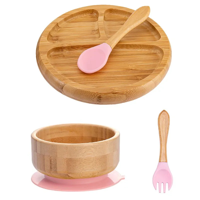 4-Piece Baby Bamboo Suction Plate Set