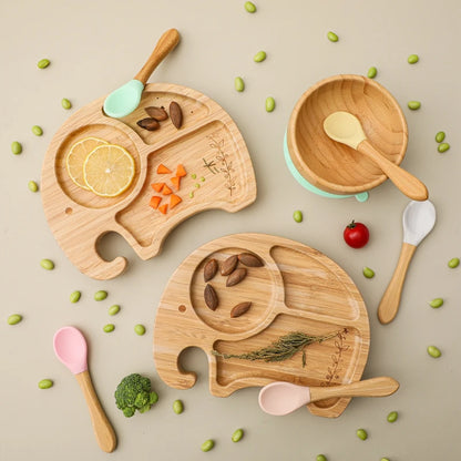 4-Piece Baby Bamboo Suction Plate Set