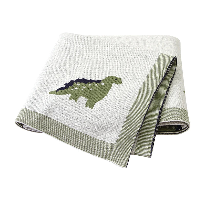 Soft Knitted Baby Blanket 100x80cm – Cute Cartoon Newborn Swaddle, Toddler Bedding & Stroller Wrap