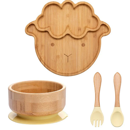 4-Piece Baby Bamboo Suction Plate Set
