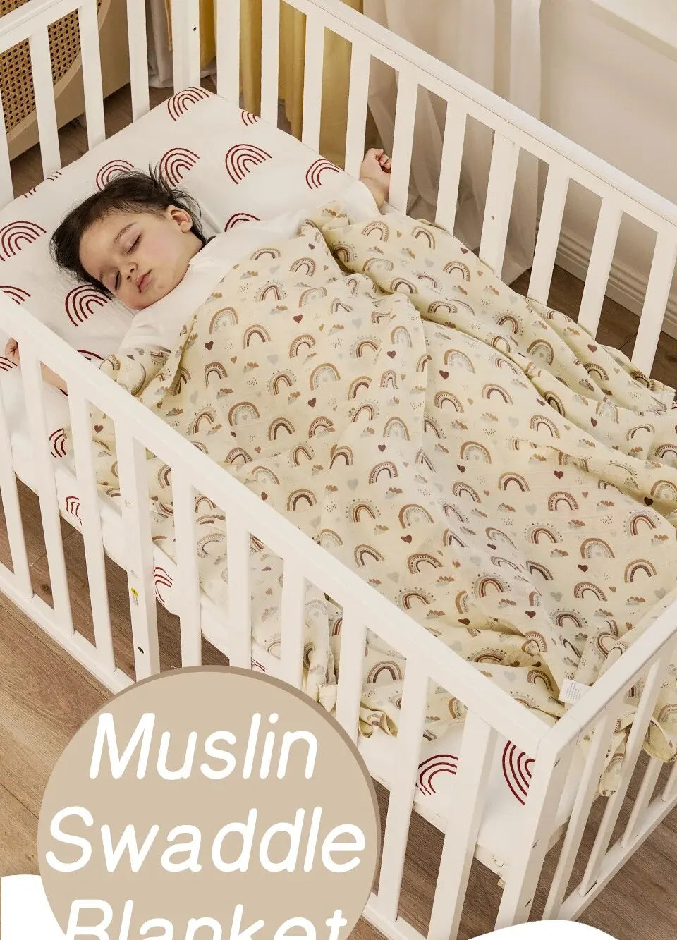 Baby Muslin Swaddle Blanket – Bamboo Cotton 120×110cm