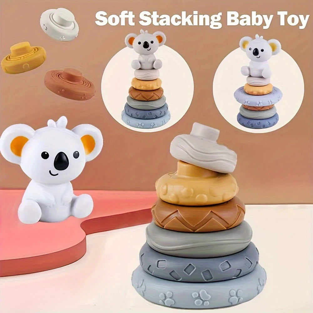 Baby Montessori Sensory Set – Koala Stacking Tower & Fine Motor Skills Toy - Lumuana