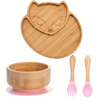 4-Piece Baby Bamboo Suction Plate Set