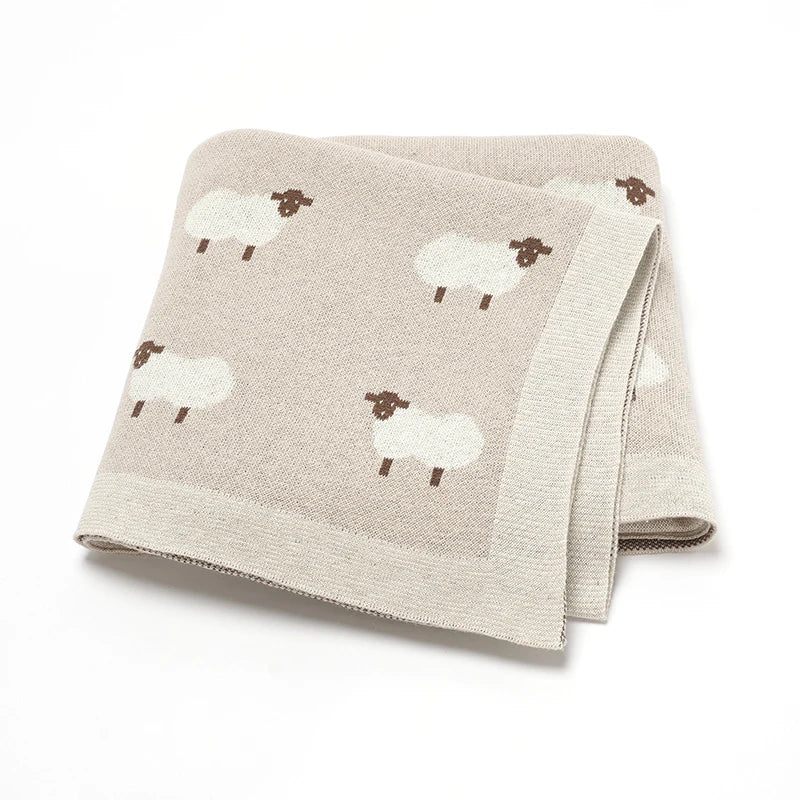 Knitted Baby Cotton Blanket – Newborn Swaddle & Stroller Wrap 90x70cm