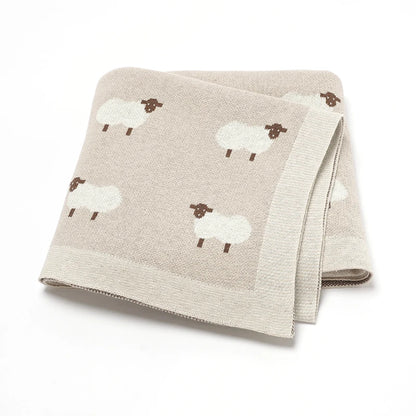 Knitted Baby Cotton Blanket – Newborn Swaddle & Stroller Wrap 90x70cm