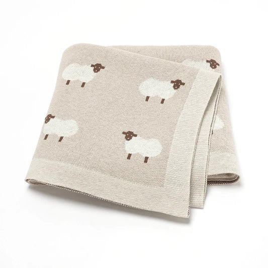 Knitted Baby Cotton Blanket – Newborn Swaddle & Stroller Wrap 90x70cm