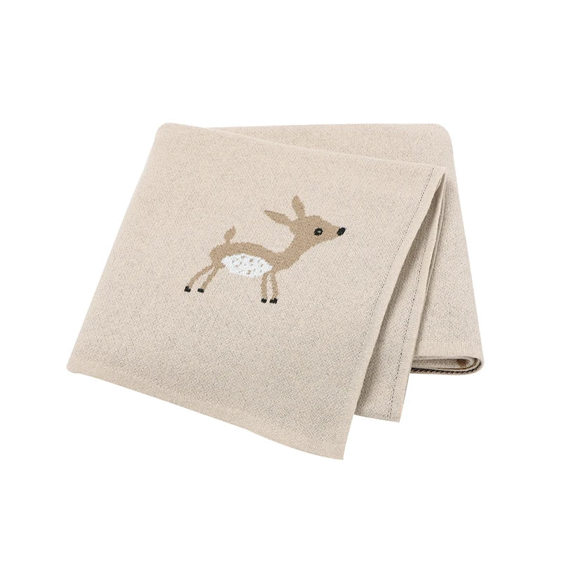 Soft Knitted Baby Blanket 100x80cm – Cute Cartoon Newborn Swaddle, Toddler Bedding & Stroller Wrap