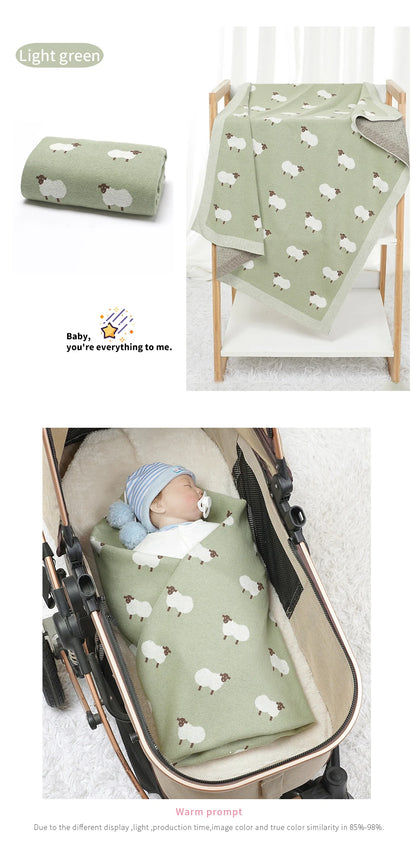 Knitted Baby Cotton Blanket – Newborn Swaddle & Stroller Wrap 90x70cm