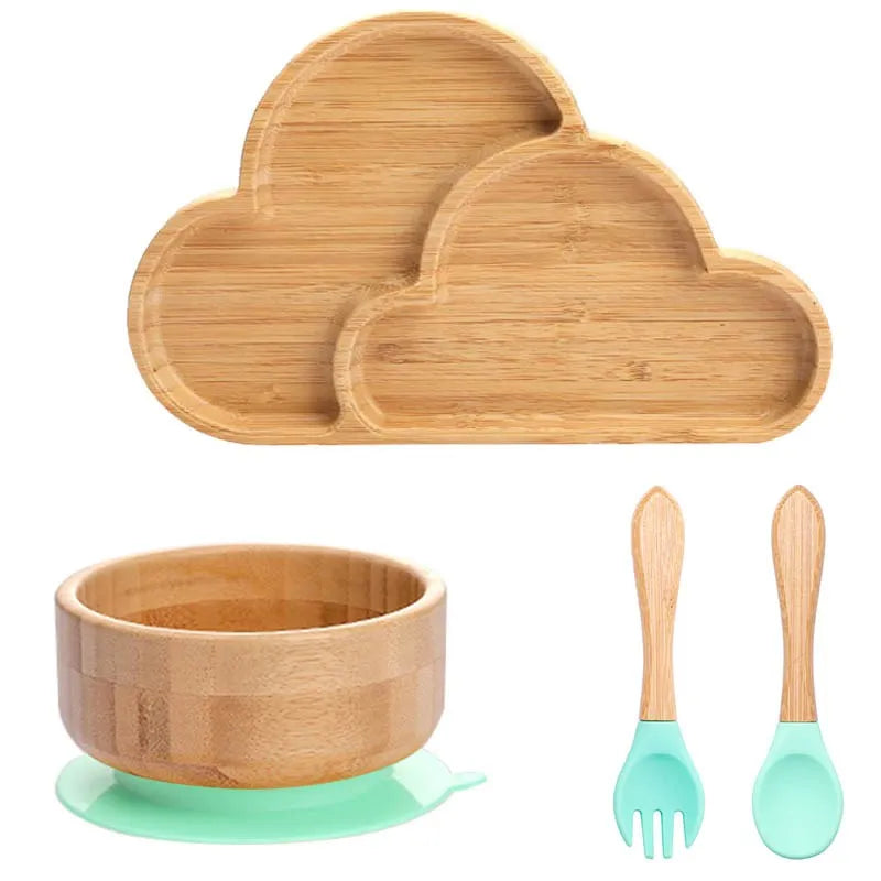 4-Piece Baby Bamboo Suction Plate Set