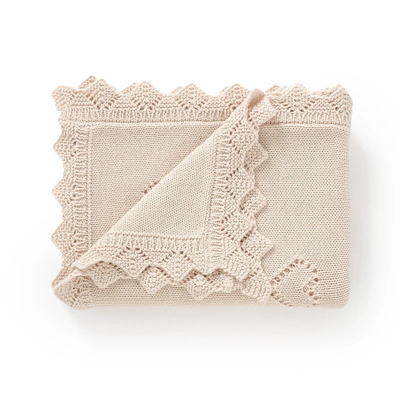Knitted Baby Blanket 90x70cm – Ultra-Soft Cotton Swaddle Wrap