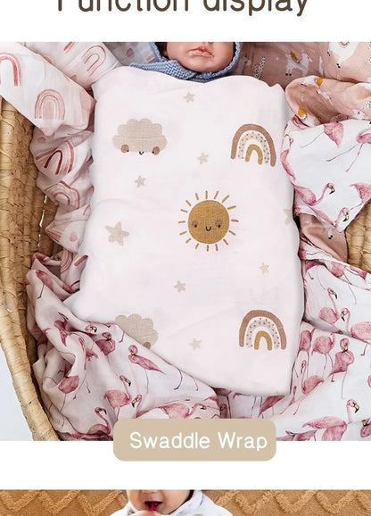 Baby Muslin Swaddle Blanket – Bamboo Cotton 120×110cm