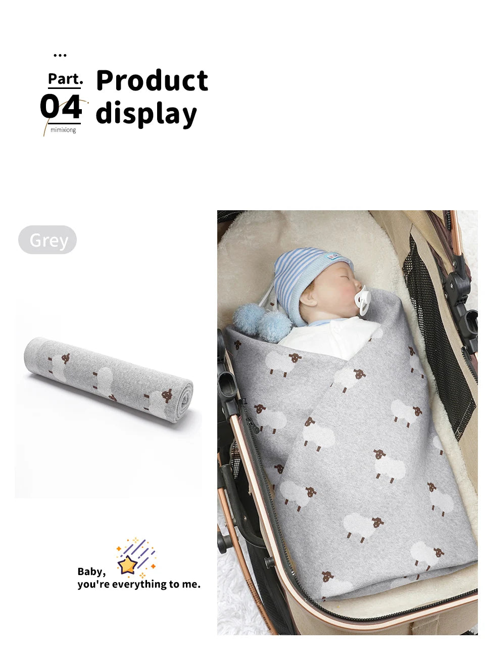 Knitted Baby Cotton Blanket – Newborn Swaddle & Stroller Wrap 90x70cm