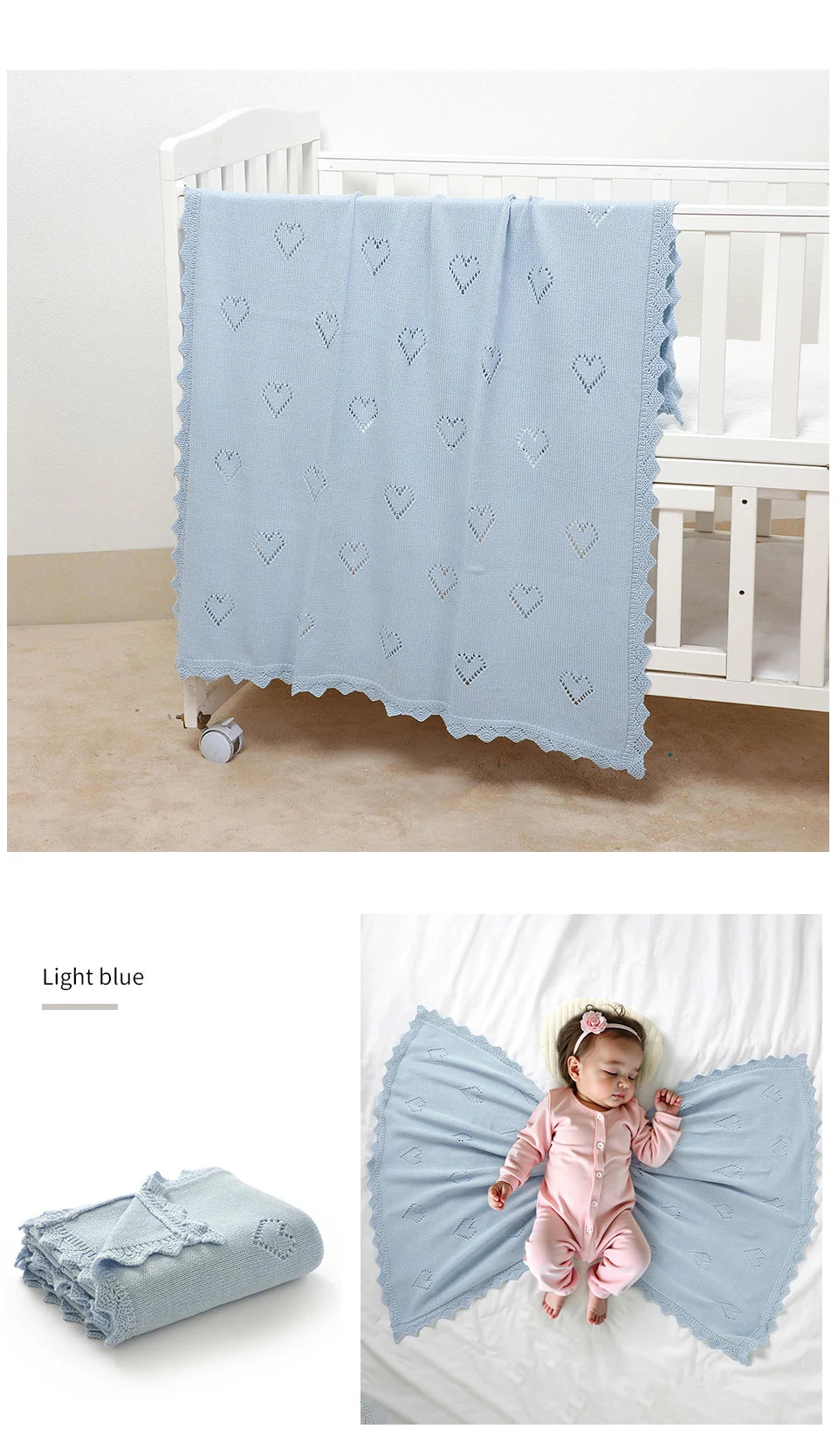 Knitted Baby Blanket 90x70cm – Ultra-Soft Cotton Swaddle Wrap
