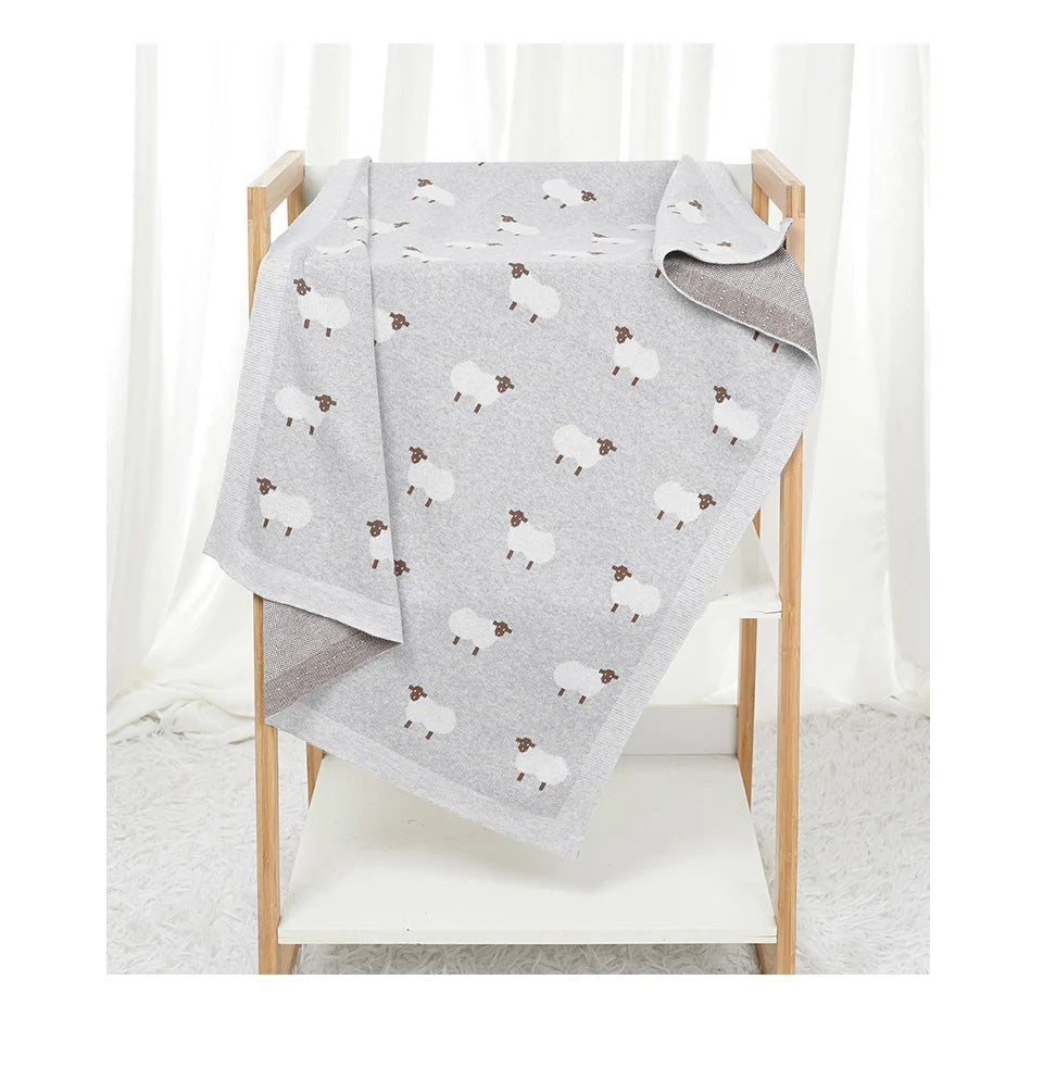 Knitted Baby Cotton Blanket – Newborn Swaddle & Stroller Wrap 90x70cm