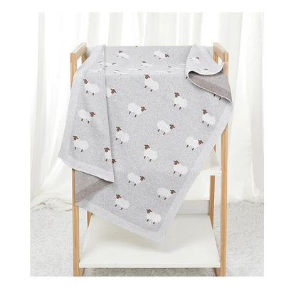 Knitted Baby Cotton Blanket – Newborn Swaddle & Stroller Wrap 90x70cm