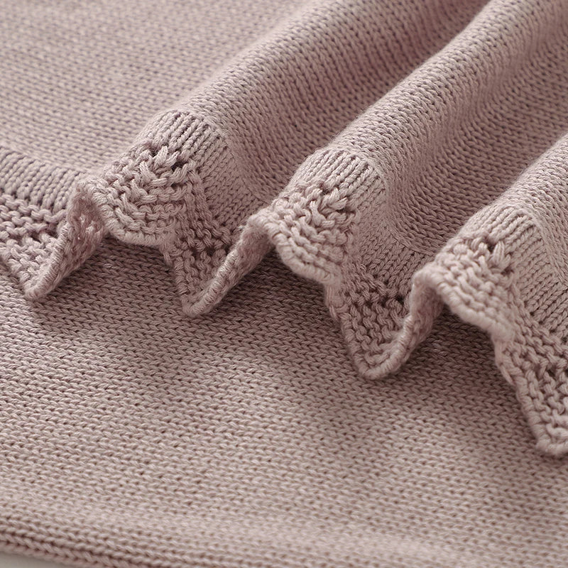 Floral Embroidered Baby Cotton Blanket – Knitted Newborn Cover