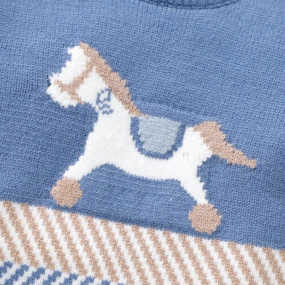 Baby Blue Knitted Romper – Long Sleeve One-Piece (0–24M)