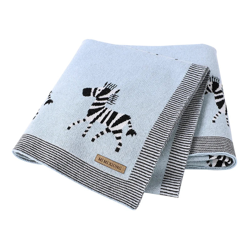 Soft Knitted Baby Blanket 100x80cm – Cute Cartoon Newborn Swaddle, Toddler Bedding & Stroller Wrap