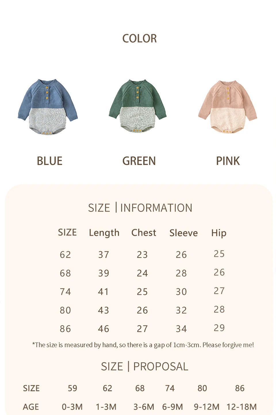 Newborn & Infant Jumpsuit – Knitted Long Sleeve Onesie
