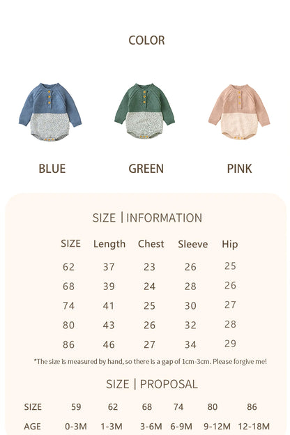 Newborn & Infant Jumpsuit – Knitted Long Sleeve Onesie