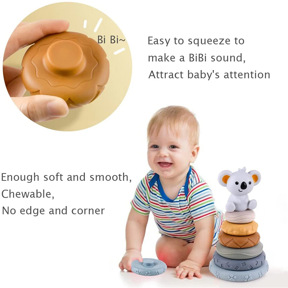 Baby Montessori Sensory Set – Koala Stacking Tower & Fine Motor Skills Toy - Lumuana