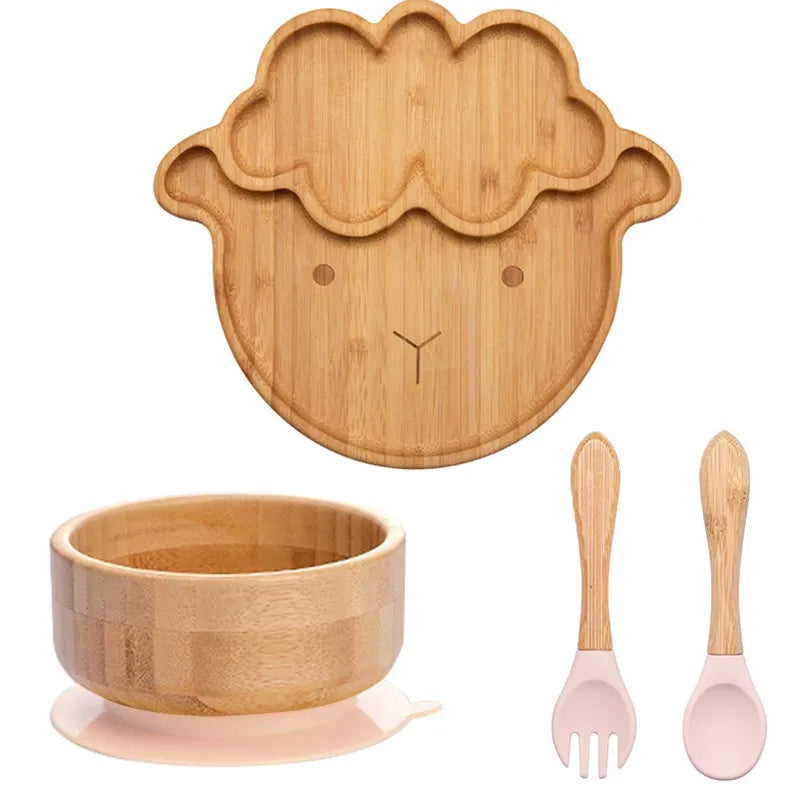 4-Piece Baby Bamboo Suction Plate Set