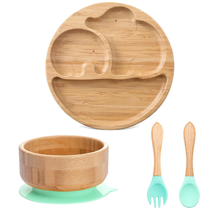 4-Piece Baby Bamboo Suction Plate Set