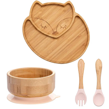 4-Piece Baby Bamboo Suction Plate Set