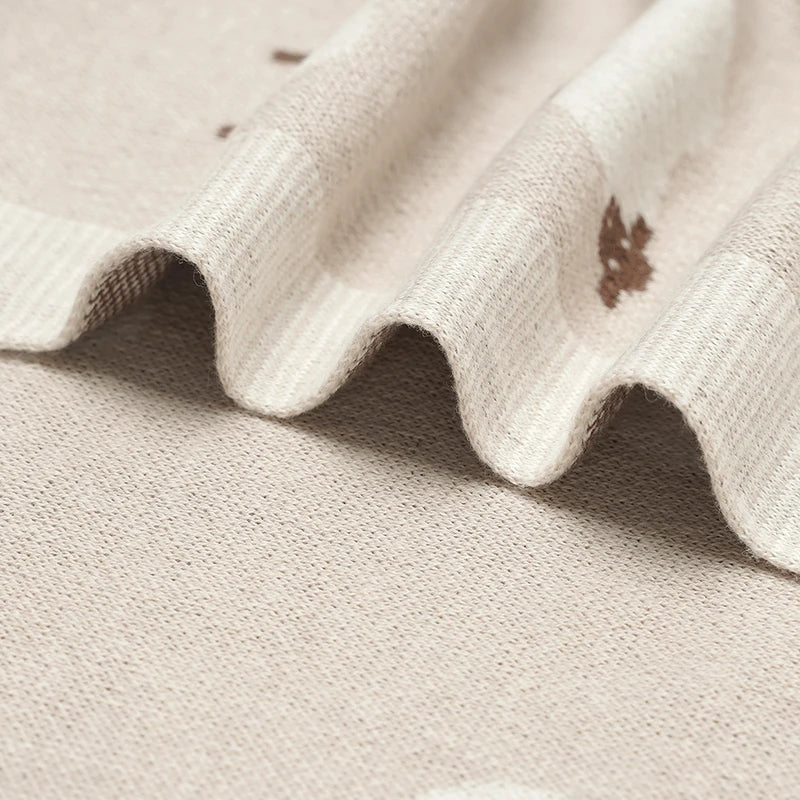 Knitted Baby Cotton Blanket – Newborn Swaddle & Stroller Wrap 90x70cm