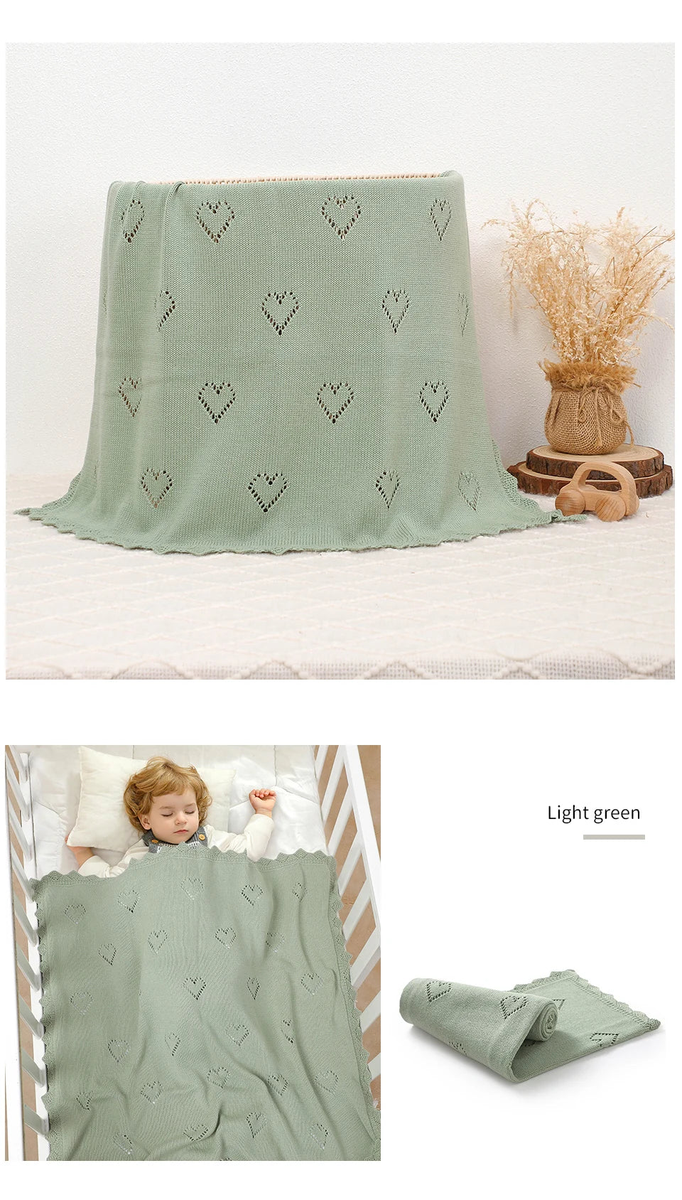 Knitted Baby Blanket 90x70cm – Ultra-Soft Cotton Swaddle Wrap