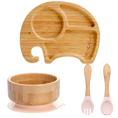 4-Piece Baby Bamboo Suction Plate Set