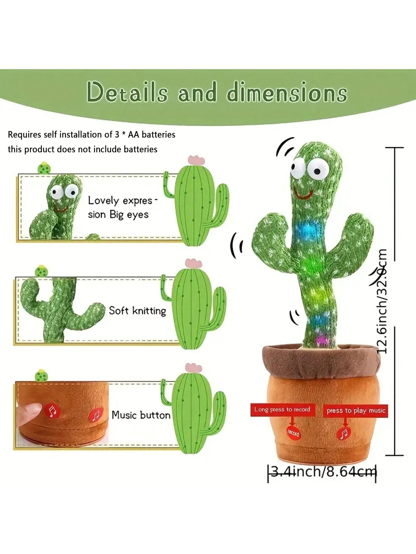 Dancing Talking Cactus Toy For Kids