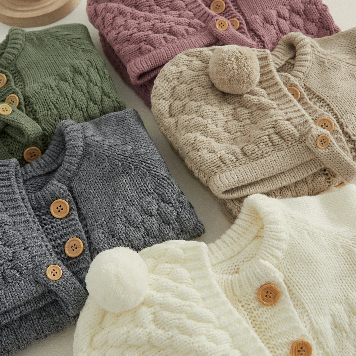2PCS Infant Winter Outfit – Baby Knitted Jumpsuit with Bear Hat