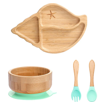 4-Piece Baby Bamboo Suction Plate Set