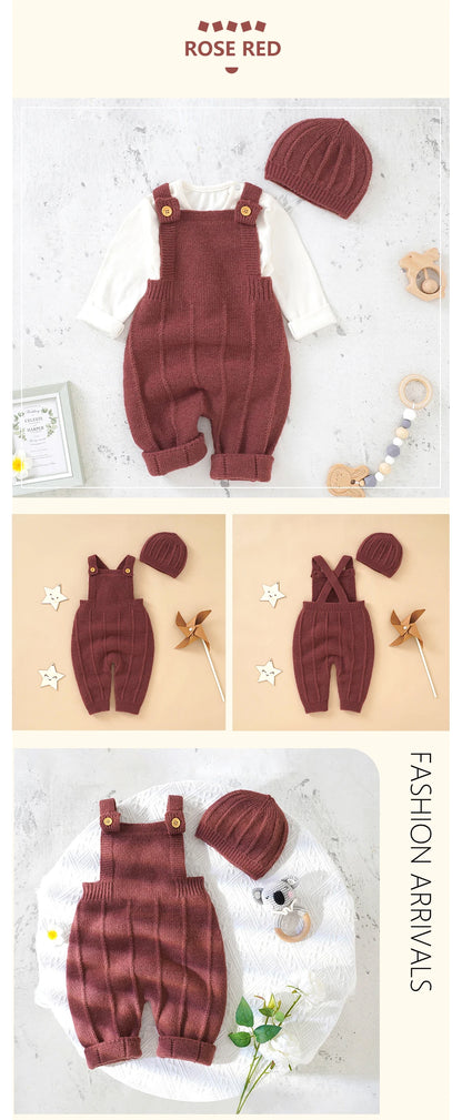 Baby Sleeveless Knitted Romper & Hat Set – Unisex Outfit - Lumuana